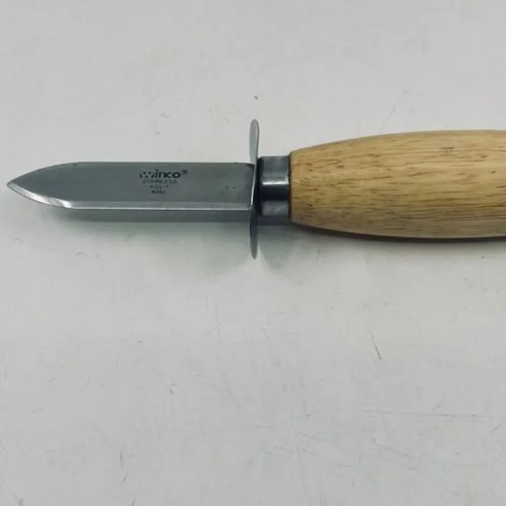 Winco Stainless Steel Oyster/Clam Knife - Wooden Handle
